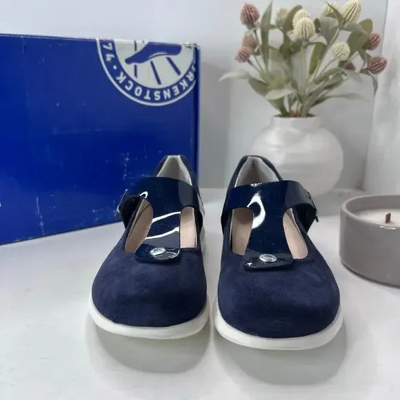 Birkenstock Tralee Leather/Patent T-Strap Shoe 1004618 Women 7/Men 5 EU 38 NWB - Picture 2 of 10